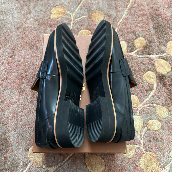 Coach Ida Black Brown Slip On Leather Loafers Heels Womens Size 9.5 M A7923 New - Picture 4 of 7